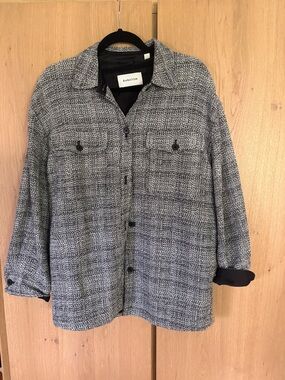 Aritzia Babaton Black and Gray Tweed Button-Front Jacket